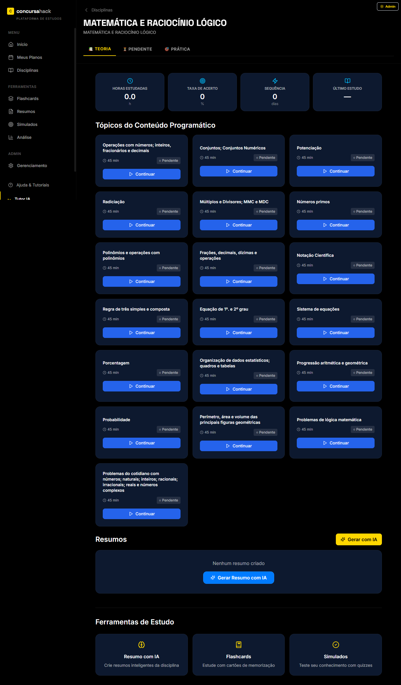 Mockup do Planejador